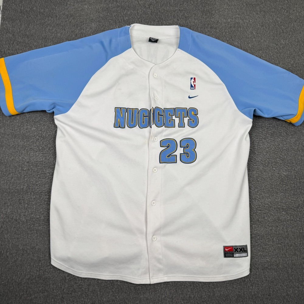 Vintage‎ Nike Denver Nuggets Baseball Jersey Mens XXL NBA Basketball Camby 23